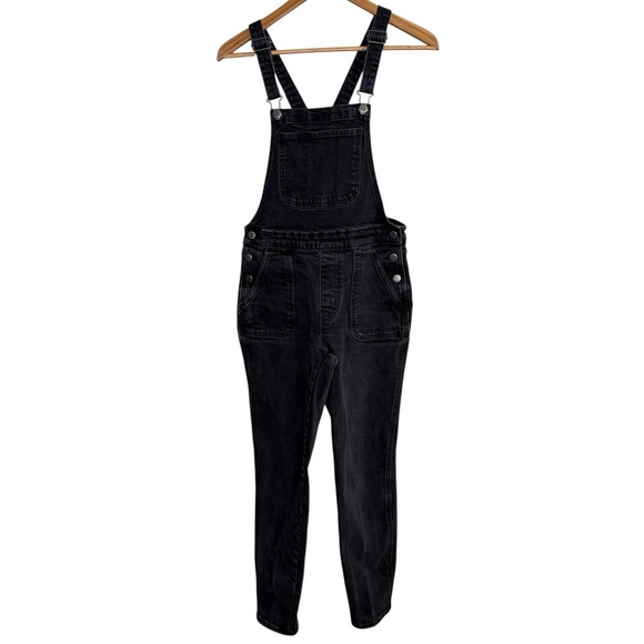 Old Navy Denim - Old Navy Womens Denim Overalls 2 Gray Charcoal Jean Dark Wash Straight Leg Bib